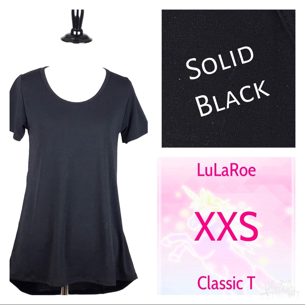 LuLaRoe XXS Adult Classic T Solid Black Noir NWT